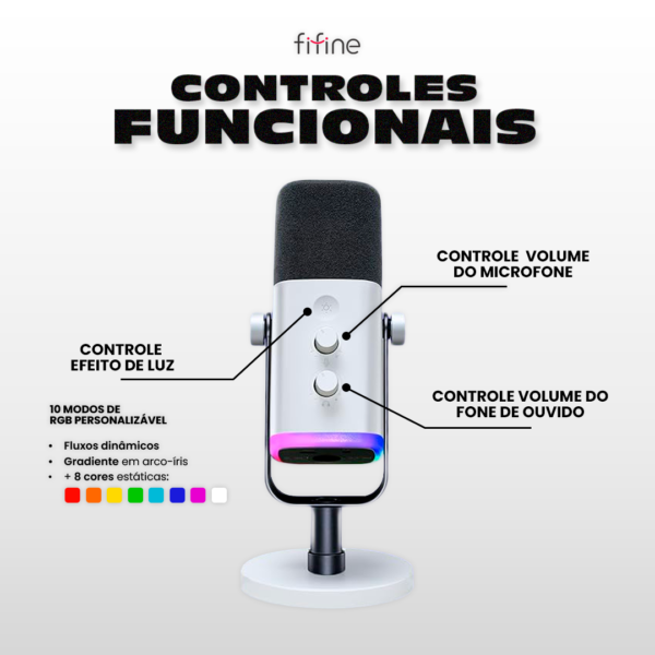 Microfone FIFINE XLR/USB AM8 (Branco) - Image 2